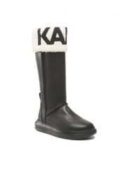 KARL LAGERFELD Kozaki KL44580 Czarny. Czarne kozaki damskie KARL LAGERFELD, ze skóry, bez obcasa, na płaskiej podeszwie. Za 1,199.00 zł.