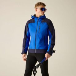Męska wodoodporna kurtka turystyczna z kapturem Torrek III. Niebieskie kurtki męskie Dare 2b, l, bez wzorów, z materiału, z kapturem. Za 383.99 zł.