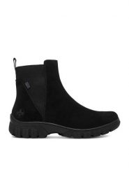 Rieker Botki CEO-Z7269-00 Czarny. Czarne botki damskie Rieker, ze skóry, bez obcasa, na płaskiej podeszwie, bez zapięcia. Za 429.99 zł.