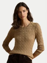 LAUREN RALPH LAUREN Sweter 200P14039500 Beżowy ciemny Regular Fit. Brązowe swetry damskie Lauren Ralph Lauren, m, bez wzorów, z bawełny, bez kołnierzyka, bez ramiączek, bez kaptura. Za 859.99 zł.