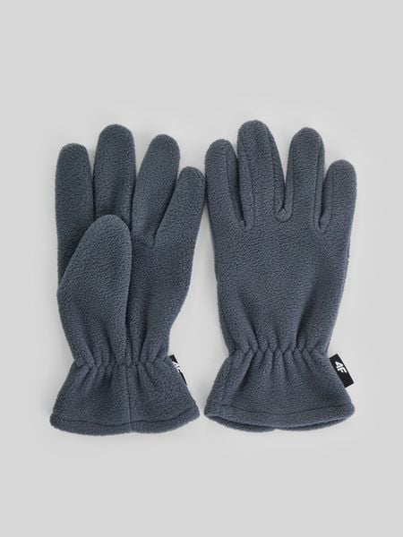 4F Rękawiczki polarowe Touch Screen dziecięce - szare S/M. Szare buty zimowe chłopięce 4f, bez wzorów, z polaru. Za 39.99 zł.