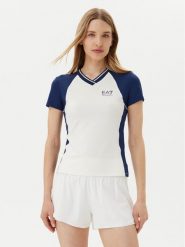 EA7 Emporio Armani Koszulka techniczna 7W000199 AF13282 M0058 Biały Regular Fit. Białe koszulki sportowe damskie EA7 Emporio Armani, m, bez wzorów, z syntetyku, bez kołnierzyka, bez ramiączek, tenisowe. Za 239.99 zł.