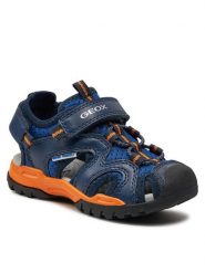 Geox Sandały J Borealis Boy J450RC 014BU C0685 M Niebieski. Niebieskie sandały chłopięce Geox, ze skóry, bez zapięcia. Za 189.99 zł.
