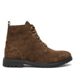 Trzewiki Pepe Jeans. Brązowe botki męskie Pepe Jeans, bez wzorów, z jeansu, bez zapięcia. Za 499.99 zł.