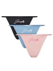 Juicy Couture Komplet 3 par stringów JCTUS125960 Kolorowy. Stringi damskie Juicy Couture, s, bez wzorów, z syntetyku. Za 119.99 zł.
