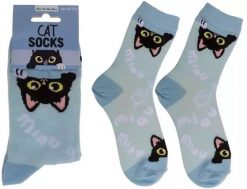 Out of the blue Skarpetki z Kotem - Prezent dla Kociarzy - Rozmiar 36-42. Niebieskie skarpety damskie Out of the blue, bez wzorów. Za 29.99 zł.