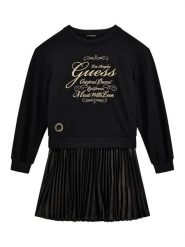Guess Sukienka codzienna J5BK31 KAUH0 Czarny Regular Fit. Czarne sukienki dla dziewczynek Guess, z aplikacjami, z syntetyku, bez ramiączek. Za 189.99 zł.