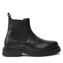 Sztyblety Tommy Jeans. Czarne botki męskie Tommy Jeans, bez wzorów, z jeansu, bez zapięcia. Za 559.99 zł.