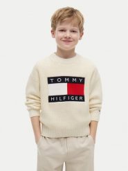Tommy Hilfiger Sweter Heritage KB0KB10071 Beżowy jasny Regular Fit. Brązowe swetry dla chłopców Tommy Hilfiger, bez wzorów, z syntetyku, bez kołnierzyka, bez kaptura. Za 369.99 zł.