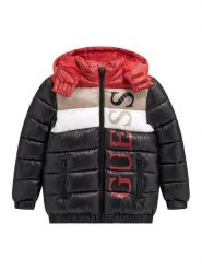 Guess Kurtka zimowa L5BL09 WEGY0 Czarny Regular Fit. Czarne buty zimowe chłopięce Guess, z aplikacjami, z syntetyku, bez zapięcia. Za 329.99 zł.
