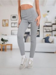 Spodnie - szary. Szare spodnie materiałowe damskie Sinsay, l, bez wzorów, z materiału. W wyprzedaży za 22.99 zł.