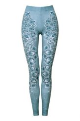 Legginsy sportowe damskie DEEP TRIP Aqua. Niebieskie legginsy damskie DEEP TRIP, l, z aplikacjami, z elastanu. Za 179.00 zł.
