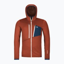 Bluza męska ORTOVOX Fleece Grid Hoody. Czerwone bluzy sportowe męskie ORTOVOX, m, bez wzorów, bez kaptura, trekkingowe. Za 879.99 zł.