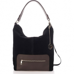 Skórzany shopper bag w kolorze czarnym - 40 x 36 x 16 cm. Czarne torebki shopper damskie Black Bags, w paski, ze skóry. W wyprzedaży za 324.95 zł.