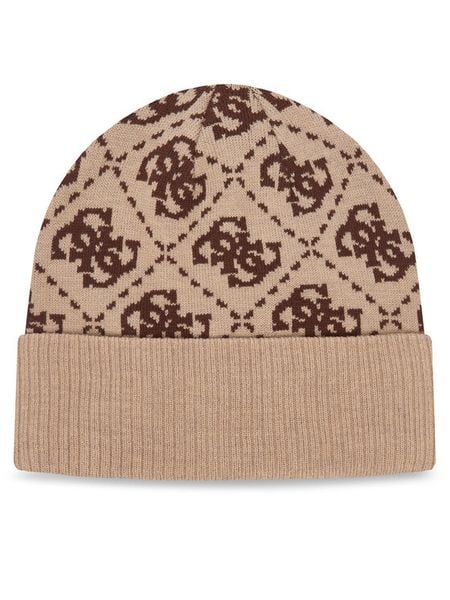 Guess Czapka AM9677 VIS01 Beżowy. Brązowe czapki i kapelusze damskie Guess, na zimę, z aplikacjami. Za 194.99 zł.