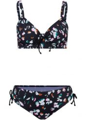 Bikini minimizer (2 części) z wiązanymi troczkami. Czarne bikini damskie bonprix, bez wzorów. Za 129.99 zł.