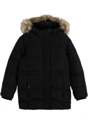Parka zimowa dziewczęca z kapturem. Czarne kurtki i płaszcze dla dziewczynek bonprix, na zimę, bez wzorów, z kapturem. Za 219.99 zł.