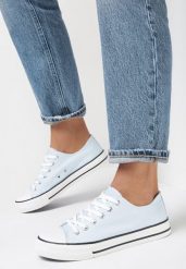Jasnoniebieskie Trampki Jazlyn. Niebieskie obuwie sportowe damskie Born2be, z aplikacjami, z kauczuku, sportowe, przed kostkę, bez zapięcia. Za 54.99 zł.