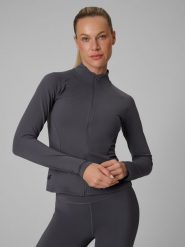 4F Bluza treningowa slim bez kaptura damska - szara M. Szare bluzy damskie 4f, m, bez wzorów, klasyczne. Za 179.99 zł.