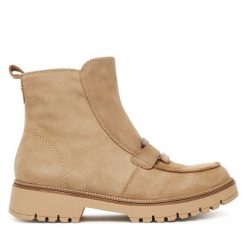 Botki Tamaris. Brązowe botki damskie Tamaris, bez obcasa, na płaskiej podeszwie, bez zapięcia. Za 339.99 zł.