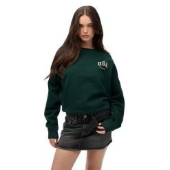 Bluza damska Superdry Athletic Essentials. Zielone bluzy damskie Superdry., bez wzorów, bez kaptura. Za 284.00 zł.