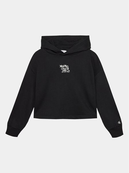 Calvin Klein Jeans Bluza Metallic IG0IG02304 Czarny Regular Fit. Czarne bluzy dla dziewczynek Calvin Klein Jeans, bez wzorów, z bawełny, bez ramiączek, bez kaptura. Za 349.99 zł.