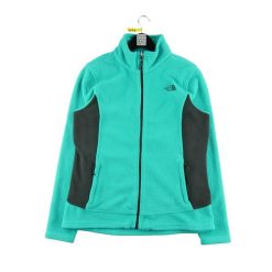 Second life - Kurtka polarowa TNF Turquoise dla kobiet - Stan dobry. Niebieskie kurtki sportowe damskie The North Face, bez wzorów, z polaru, bez kaptura, trekkingowe. Za 148.01 zł.