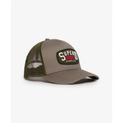 Damska czapka typu trucker Superdry. Szare czapki i kapelusze damskie Superdry., bez wzorów. Za 143.60 zł.