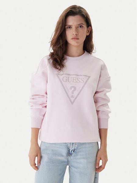 Guess Bluza W6RQ16 KB681 Różowy Regular Fit. Czerwone bluzy damskie Guess, m, z aplikacjami, z bawełny, bez kaptura. Za 229.99 zł.