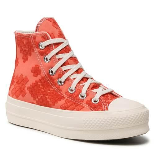 Buty do chodzenia damskie Converse A02233C. Czerwone obuwie sportowe damskie Converse, bez wzorów, z materiału, trekkingowe. Za 401.45 zł.