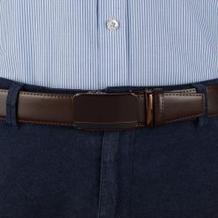 Pasek męski skórzany 3,5 cm klamra automatyczna Beltimore brązowy 03-550 : Kolory - brązowy, beżowy, Rozmiar pasków - r.110-125 cm. Brązowe paski damskie bez wzorów, ze skóry, wizytowe. Za 64.99 zł.