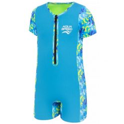 Strój jednoczęściowy plażowy dla dzieci Aqua Speed Neosplash. Niebieskie kąpielówki dla chłopców Aqua-Speed, bez wzorów. Za 119.99 zł.
