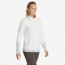 Bluza turystyczna damska Quechua NH100. Szare bluzy damskie QUECHUA, m, bez wzorów, z bawełny, bez kaptura. W wyprzedaży za 69.99 zł.