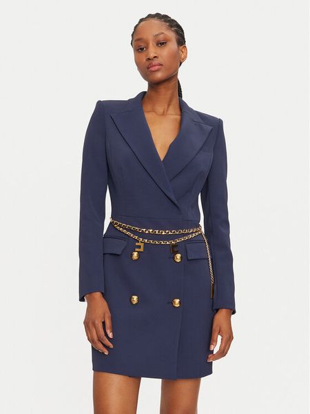 Elisabetta Franchi Sukienka koktajlowa AB-657-46E3-V650 Granatowy Regular Fit. Niebieskie sukienki damskie Elisabetta Franchi, bez wzorów, z syntetyku, wizytowe, bez kołnierzyka, bez ramiączek. Za 1,369.00 zł.