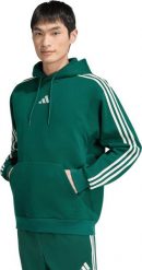 Adidas Bluza męska Essentials 3-Stripes Fleece Hoodie zielona KZ1413 XL. Zielone bluzy męskie Adidas, m, bez wzorów, bez kaptura. Za 279.71 zł.