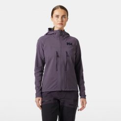 Damska kurtka narciarska Helly Hansen Odin Pro Shield. Fioletowe kurtki damskie Helly Hansen, na zimę, bez wzorów, bez kaptura. Za 930.50 zł.