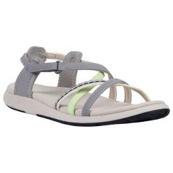 Sandały Damskie Perla. Białe sandały damskie Trespass, bez wzorów, z materiału, bez obcasa, na obcasie, bez zapięcia. Za 149.99 zł.