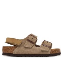 Sandały Birkenstock. Brązowe sandały chłopięce Birkenstock, bez zapięcia. Za 389.99 zł.