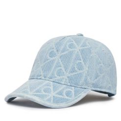 Czapka z daszkiem Calvin Klein. Niebieskie czapki i kapelusze damskie Calvin Klein, bez wzorów, z denimu. Za 209.99 zł.