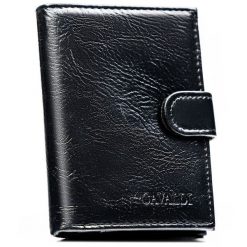 Duży, czarny portfel męski ze skóry ekologicznej zapinany na zatrzask - 4U Cavaldi. Czarne portfele męskie 4U Cavaldi, bez wzorów, ze skóry ekologicznej. Za 24.99 zł.