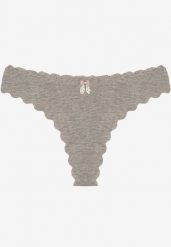 Szare Bawełniane Majtki Stringi z Prążkowanej Tkaniny Eziane. Szare stringi damskie Born2be, l, bez wzorów, z bawełny. Za 9.99 zł.