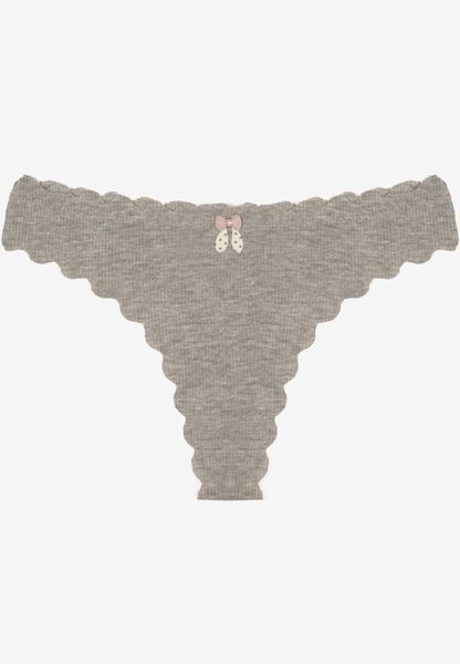 Szare Bawełniane Majtki Stringi z Prążkowanej Tkaniny Eziane. Szare stringi damskie Born2be, l, bez wzorów, z bawełny. Za 4.99 zł.