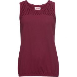 Top z ażurową koronką bonprix czerwony rododendron. Topy damskie marki DOMYOS. Za 44.99 zł.
