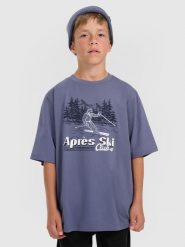 4F T-shirt loose z nadrukiem chłopięcy - granatowy 134/140 (8-10 lat). Niebieskie t-shirty dla chłopców 4f, bez wzorów, z bawełny, bez ramiączek. Za 49.99 zł.