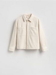 Kurtka koszulowa - złamana biel. Kurtki męskie Reserved, l, bez wzorów, z dzianiny, bez kaptura. Za 199.99 zł.