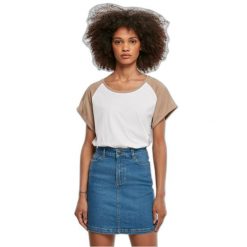 Koszulka damska Urban Classics Contrast Raglan. Białe t-shirty damskie Urban Classics, bez wzorów, bez kołnierzyka. Za 92.50 zł.