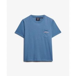 Damska koszulka z kieszonką Superdry Garment Dye Essential. Niebieskie t-shirty damskie Superdry., bez wzorów, bez kołnierzyka. Za 124.60 zł.
