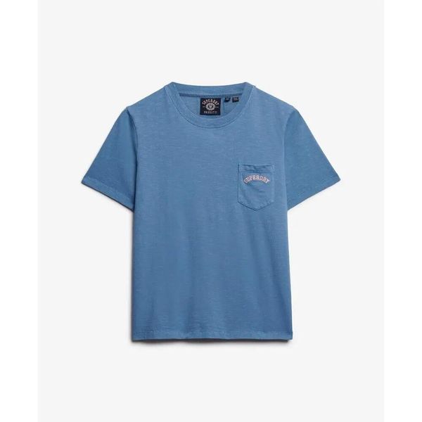 Damska koszulka z kieszonką Superdry Garment Dye Essential. Niebieskie t-shirty damskie Superdry., l, bez wzorów, z dzianiny, klasyczne, bez kołnierzyka. Za 131.35 zł.