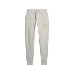 Damskie spodnie dresowe slim Superdry Luxe Metallic Logo. Brązowe spodnie dresowe damskie Superdry., xs, bez wzorów, z dresówki. Za 443.20 zł.