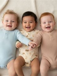 Body z prążkowanej dzianiny 3 pack - beżowy. Brązowe body niemowlęce Sinsay, bez wzorów, z dzianiny, bez ramiączek. Za 35.99 zł.